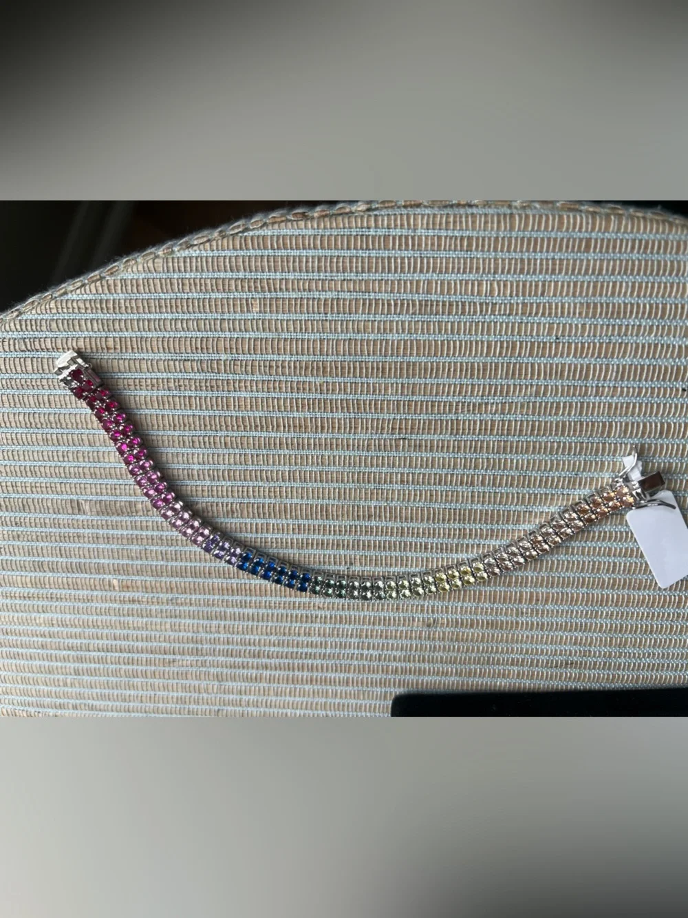 double layered rainbow cz Tennis Bracelet - Pink, Purple & Blue Sparkl